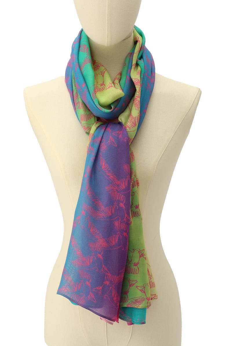 Kurt Geiger London Rainbow Bird Oblong Scarf, Alternate, color,