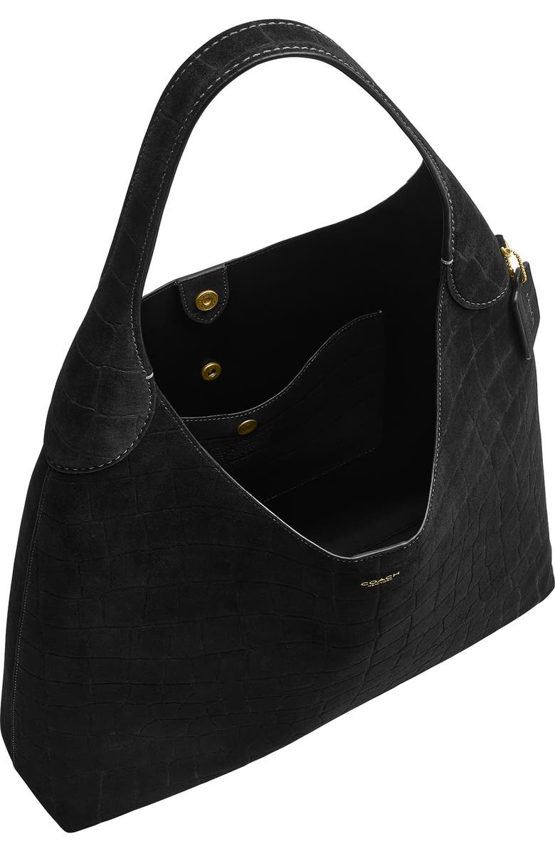 COACH Brooklyn 39 Croc Embossed Suede Shoulder Bag, Alternate, color,