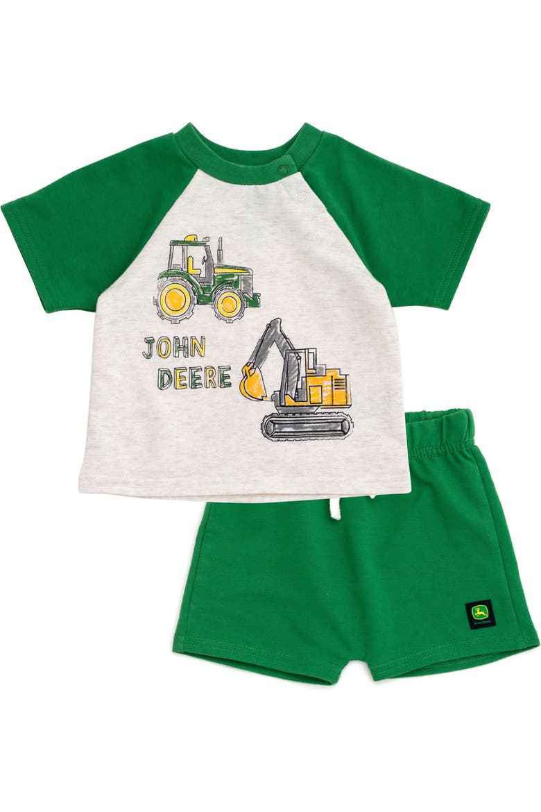 T-Shirt and French Terry Shorts Set, Main, color, Oatmeal Heather Green