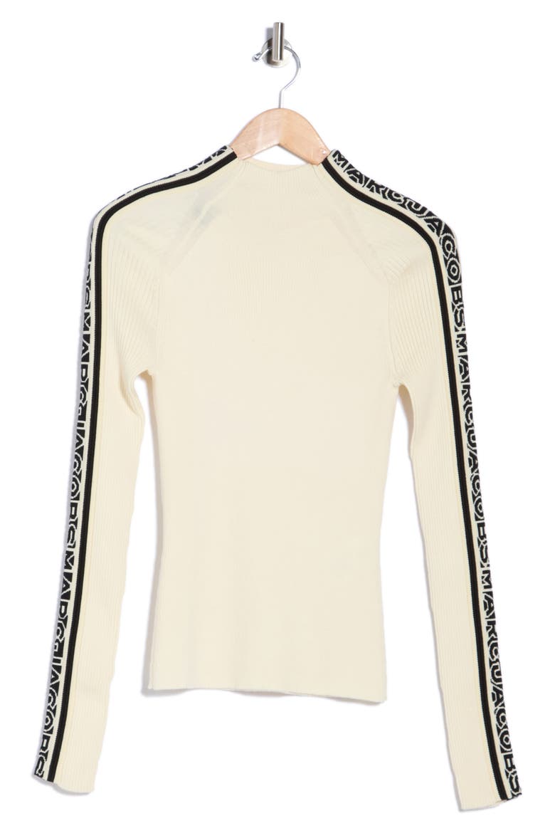 Raglan Logo Mock Neck Wool Top, Main, color, IVORY/BLACK