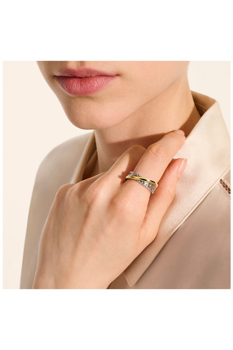 JH Essential Crossover Ring, Gold, Sterling Silver, Alternate, color, SILVER/GOLD