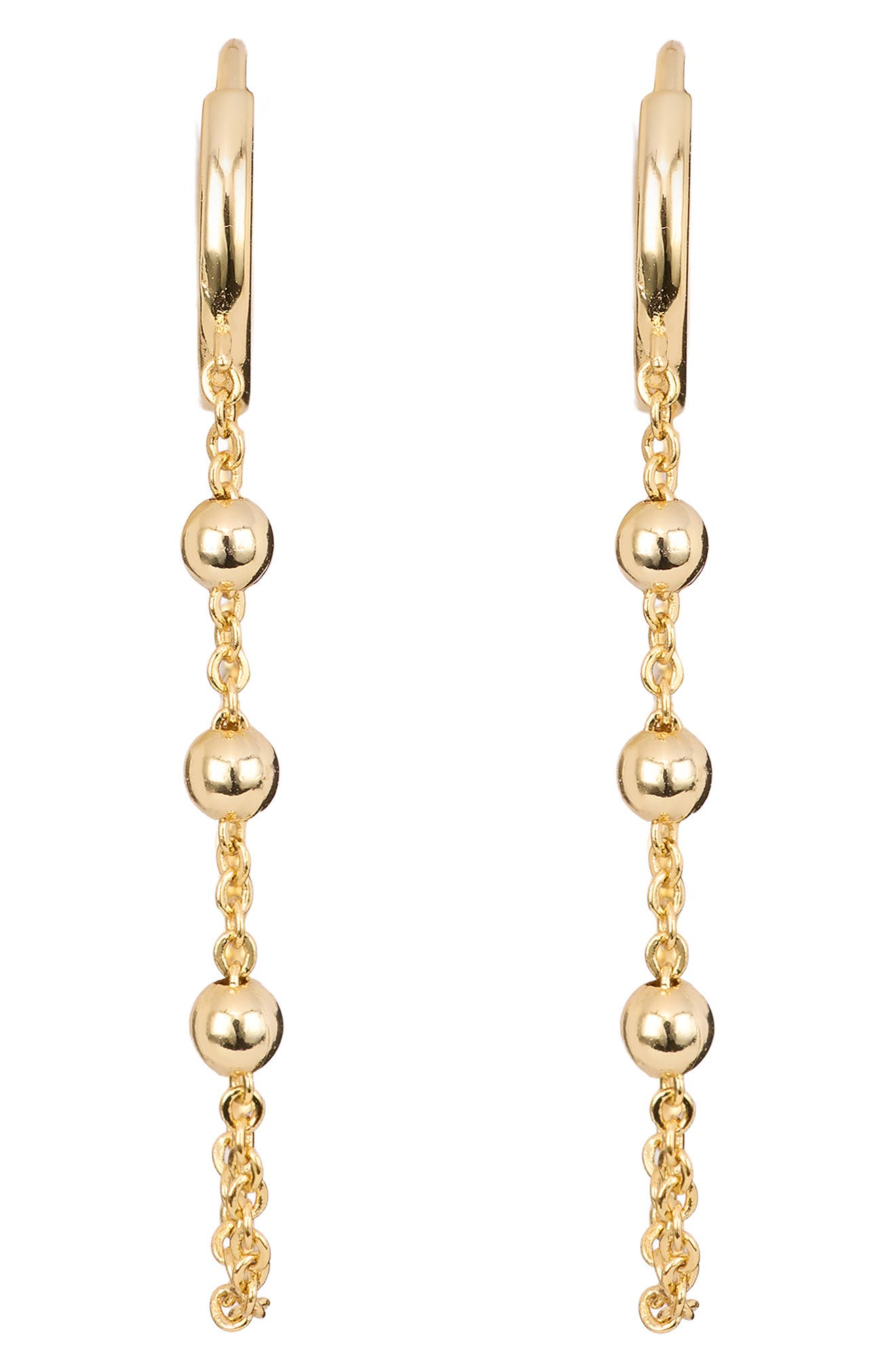 Triple Bead Chain Huggie Hoop Earrings