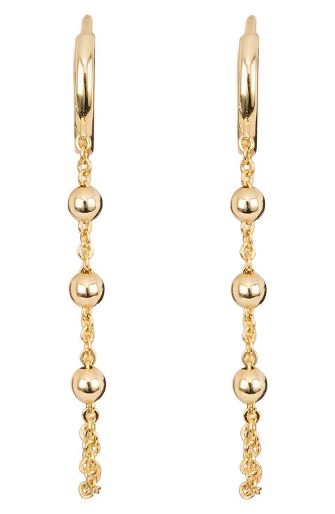 Triple Bead Chain Huggie Hoop Earrings