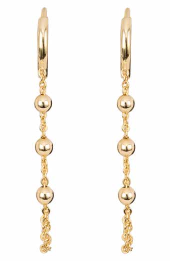 Triple Bead Chain Huggie Hoop Earrings