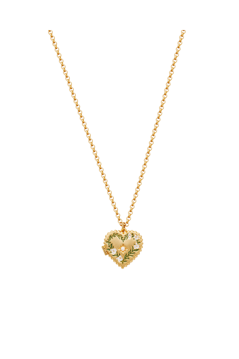 Jasmine Heart Locket Necklace, Main, color, Gold