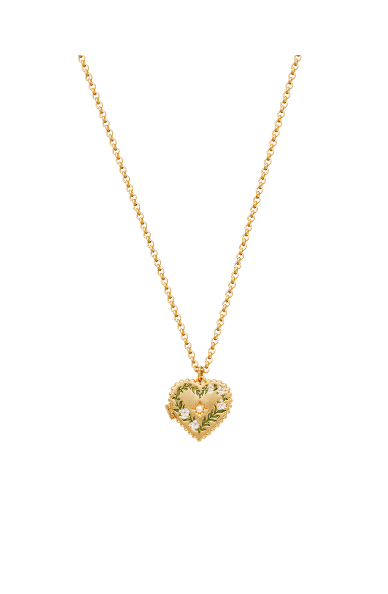 Fable England Jasmine Heart Locket Necklace, Main, color, Gold