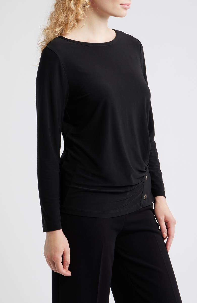 AK ANNE KLEIN Asymmetric Ruched Rivet Accent Top, Alternate, color, 