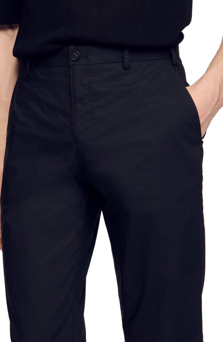 SANDRO Cotton tapered trousers, Alternate, color, Black