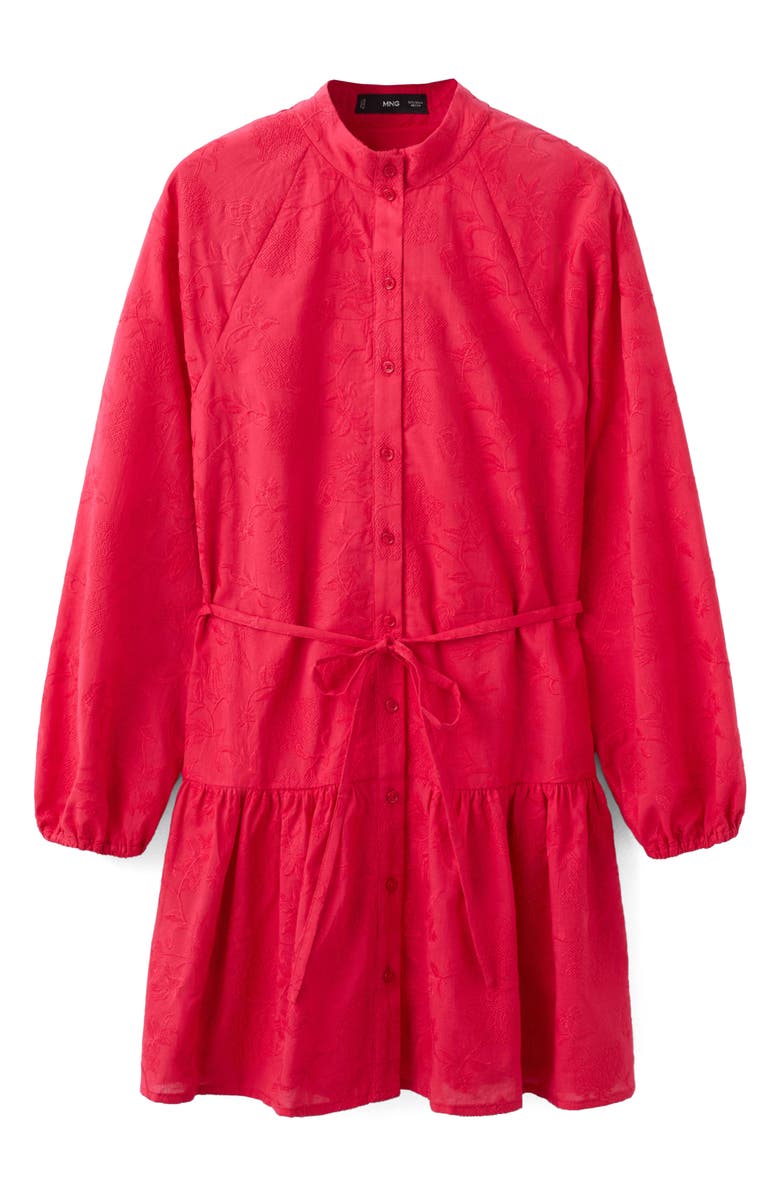 MANGO Embroidered Long Sleeve Cotton Shirtdress, Alternate, color, Strawberry