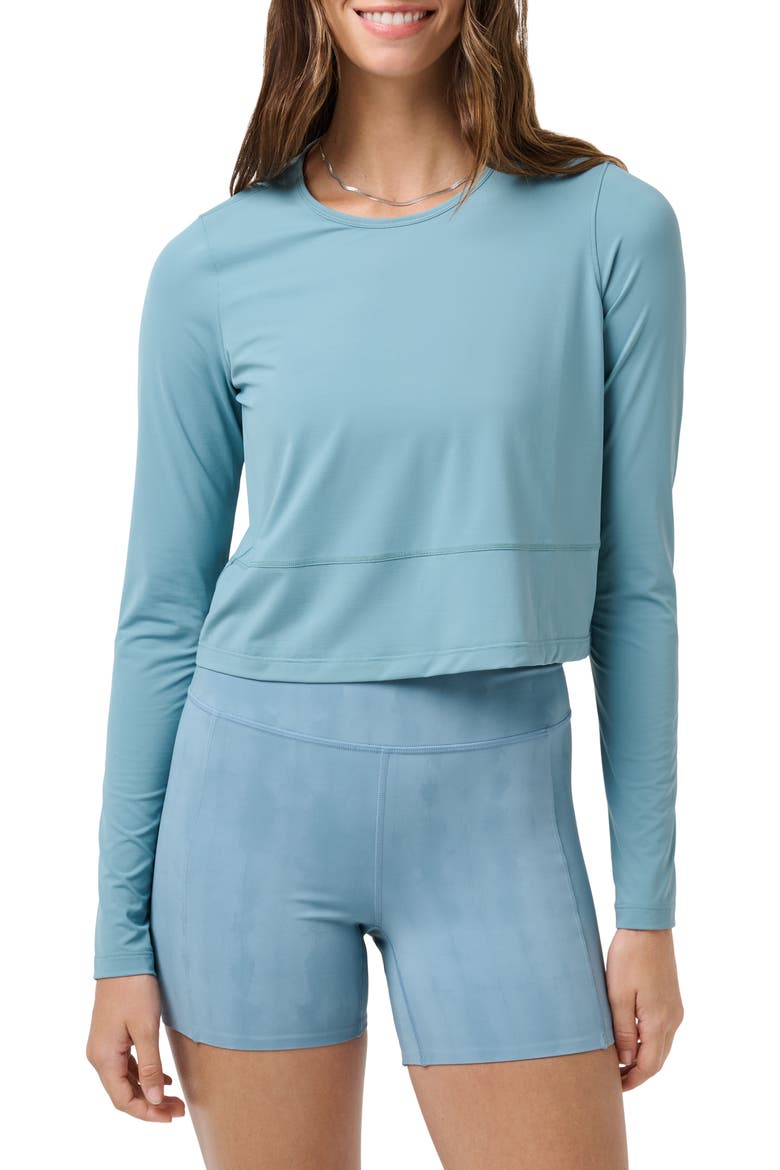 MoveKnit Solstice Crop Long Sleeve T-Shirt, Main, color, SMOKE BLUE