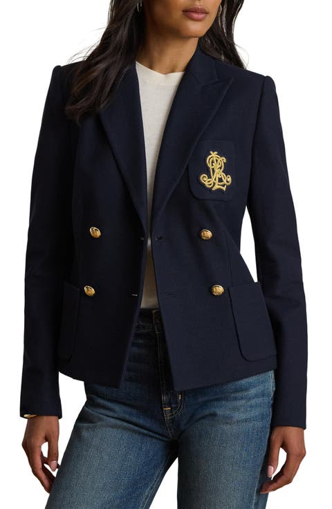 Crest Double Breasted Cotton Piqué Blazer