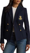 Lauren Ralph Lauren Crest Double Breasted Cotton Piqué Blazer