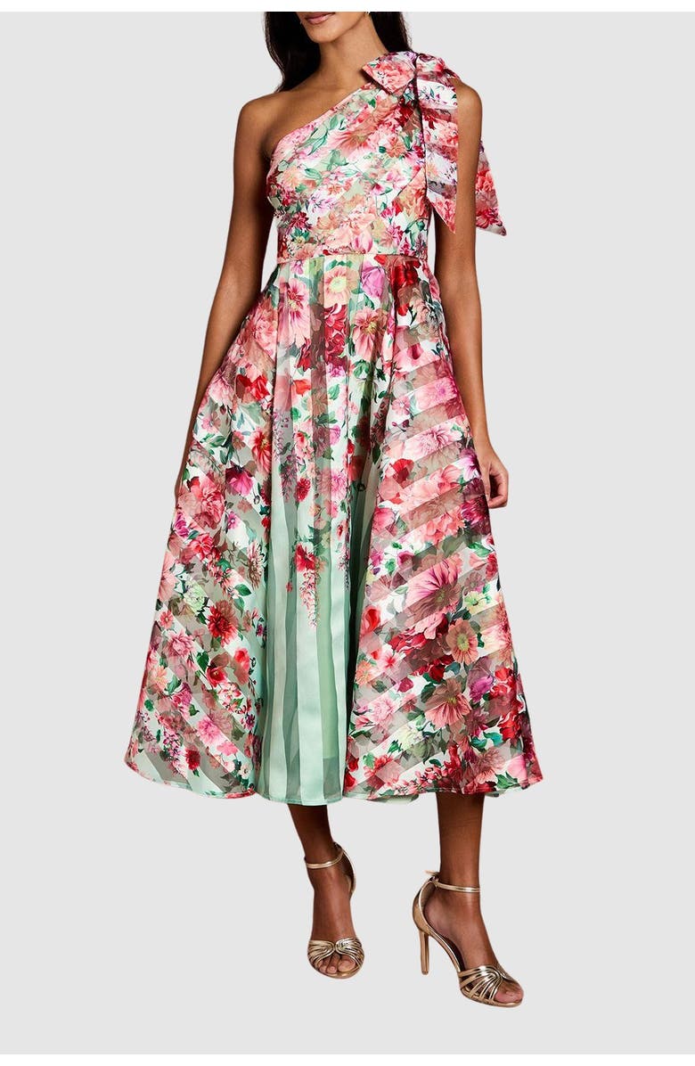 Coast Petite Organza One Shoulder Midi Dress, Alternate, color, Sage