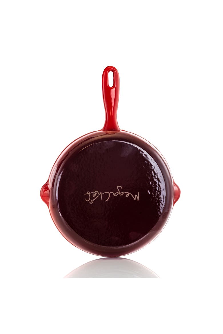 Round 10.25 Inch Enameled Cast Iron Skillet, Alternate, color, Red