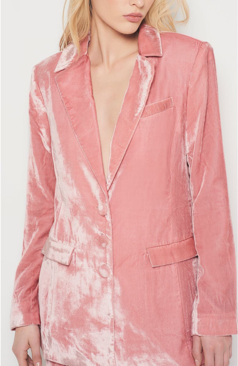 AS by DF Fiona Velvet Boyfriend Blazer, Alternate, color, Blush Pink