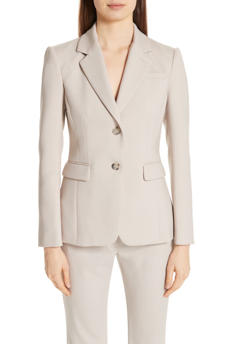 Fitted Two-Button Stretch Wool Blazer, Main, color, OAT