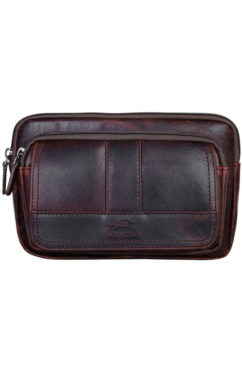 Mancini Buffalo Leather Belt Bag, Main, color, Brown