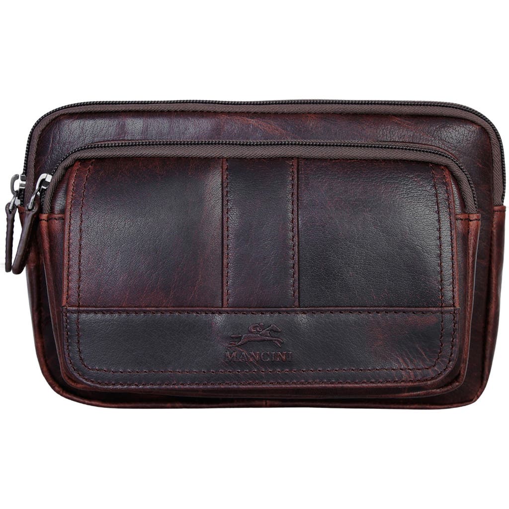 Mancini Buffalo Leather Belt Bag In Brown