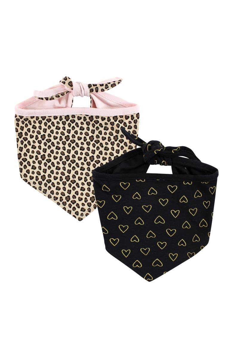 Luvable Friends Reversible Pet Dog and Cat Bandana Bibs 2pk, Main, color, Leopard Hearts