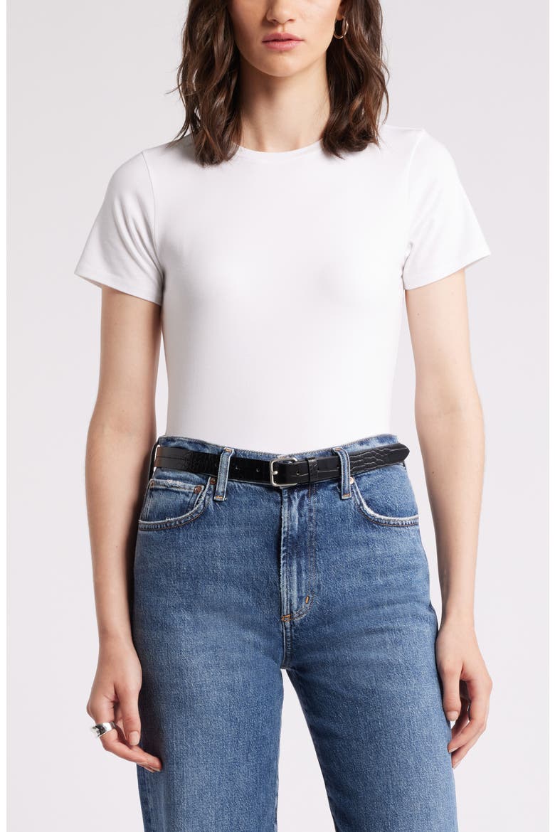 Pima Cotton Blend Crewneck T-Shirt, Main, color, WHITE