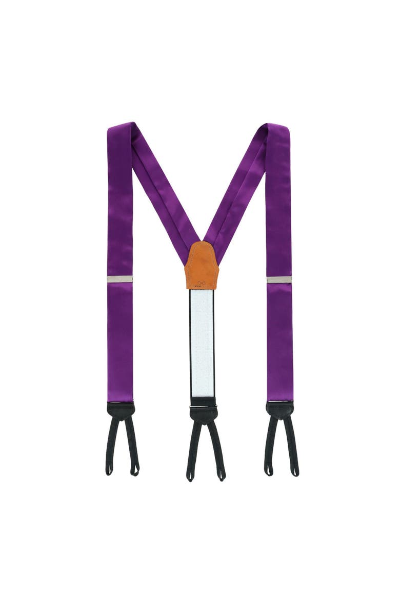 Sutton Solid Color Silk Formal Suspenders | Y-Back, Adjustable Braces, Alternate, color, Purple