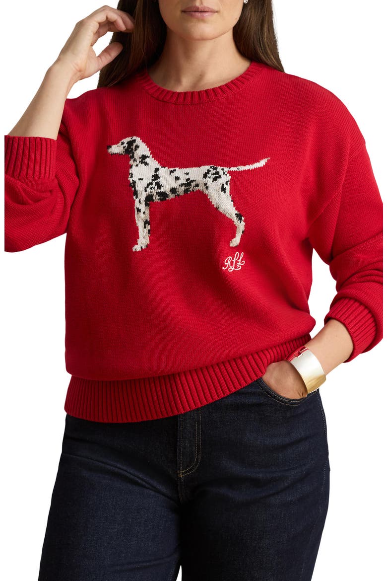 Dalmatian Combed Cotton Sweater, Alternate, color, RALPH RED