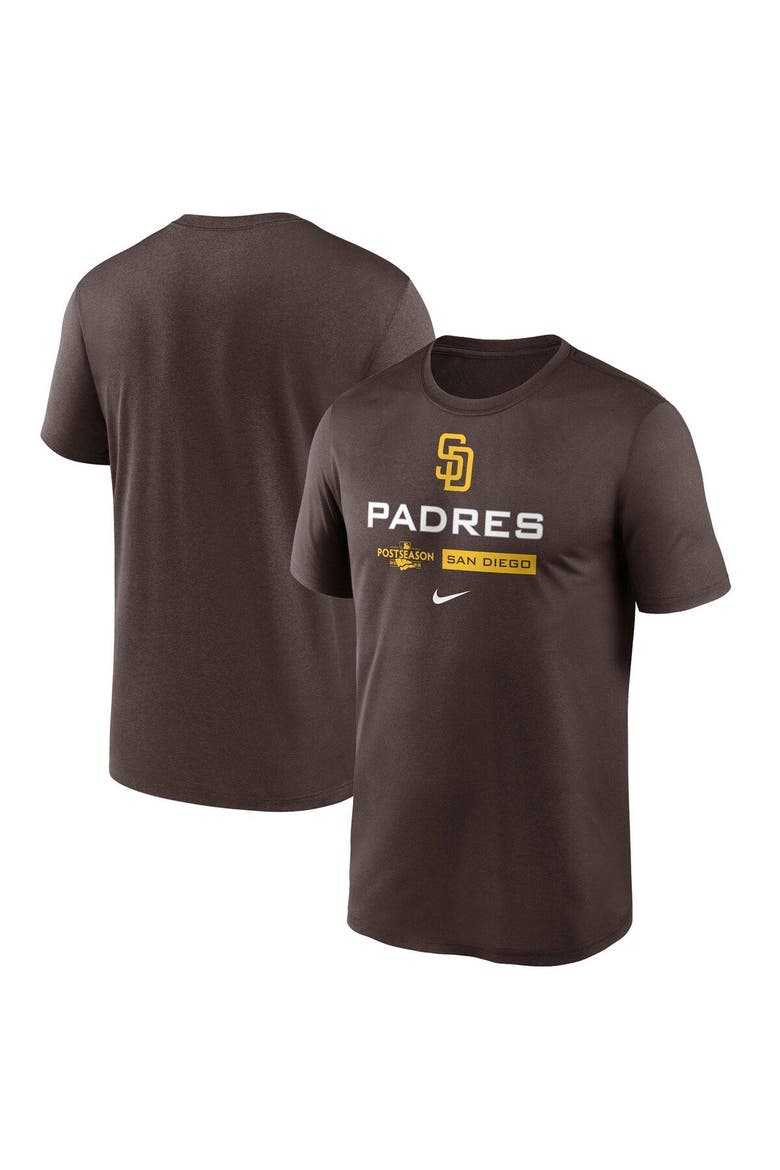 Men's Nike Brown San Diego Padres 2022 Postseason Authentic Collection Dugout T-Shirt, Main, color, Brown