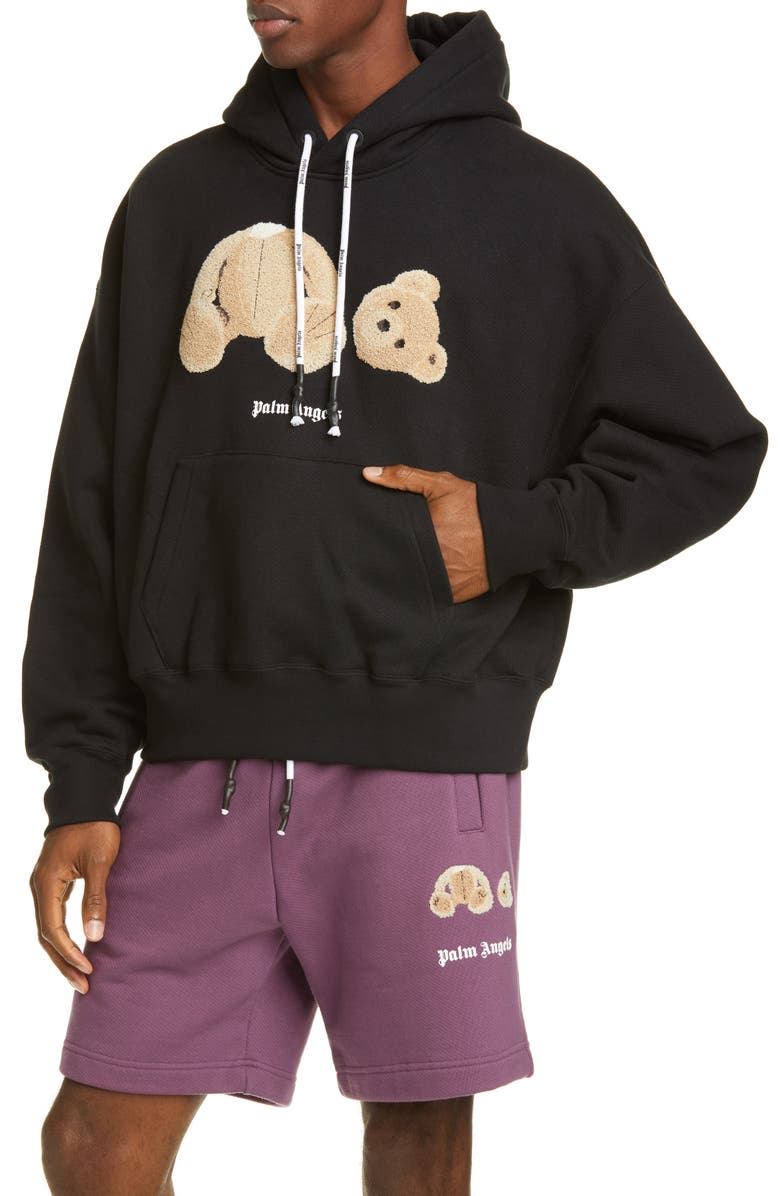 Palm Angels Bear Crop Hoodie, Alternate, color, 