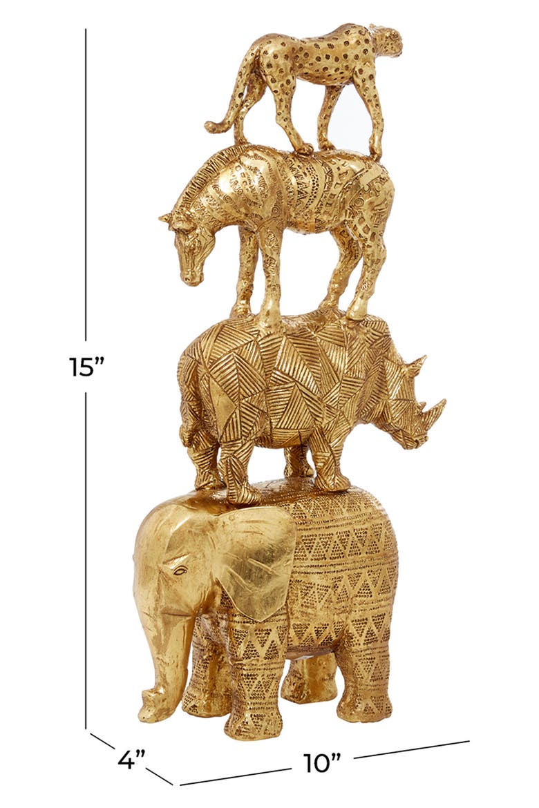 Goldtone Polystone Safari Animal Sculpture, Alternate, color, GOLD