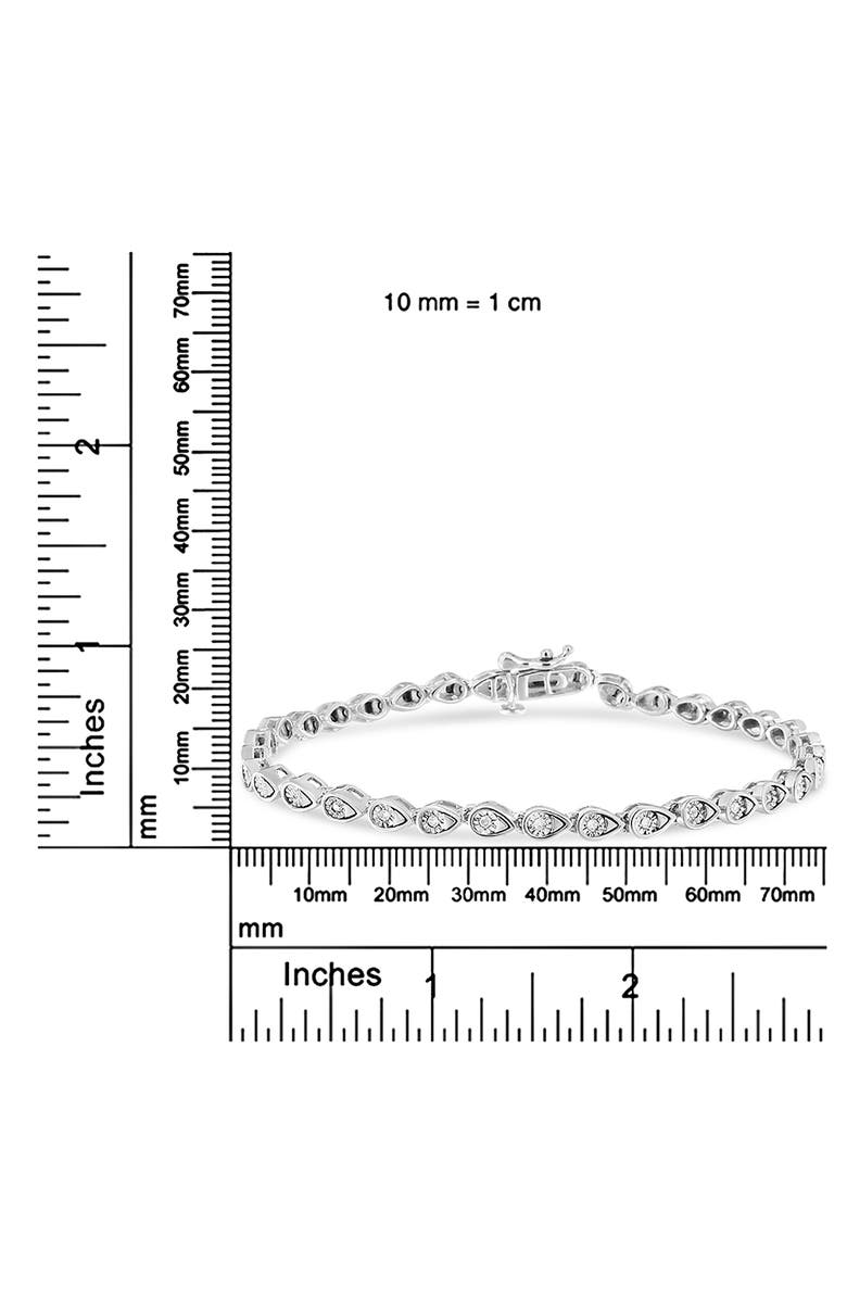 Haus of Brilliance Silver 1/10 Cttw Round-Cut Diamond Pear Link 7.25" Bracelet, Alternate, color, White