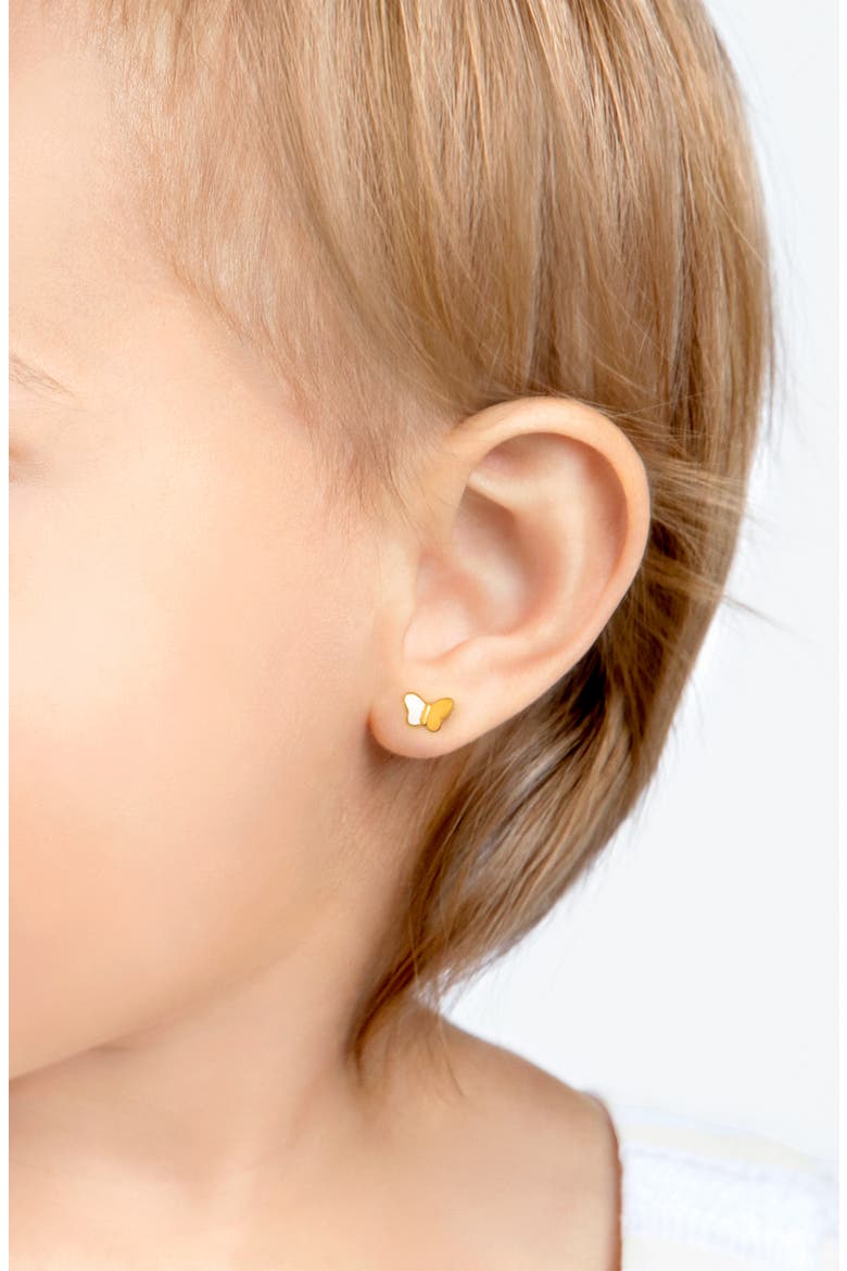 14K Gold Little Butterfly Studs Screw Back Earrings, Alternate, color, 14K Yellow Gold