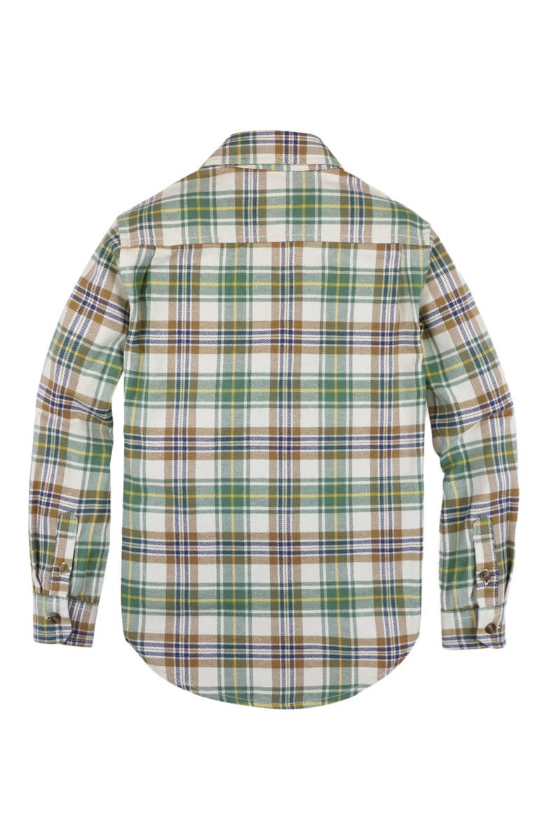 Hope & Henry Baby Boys' Organic Flannel Shirt, Infant, Alternate, color, Camel And Green Plaid