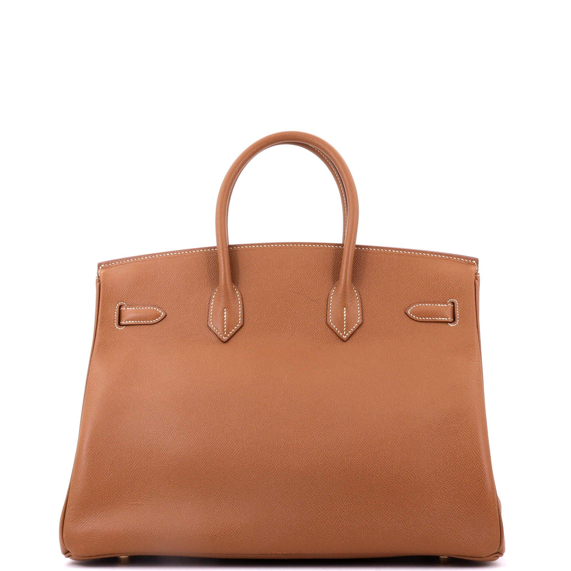 Pre-Owned Hermes Birkin Handbag Brown Veau Grain Lisse with Gold Hardware 35, Alternate, color, Gold