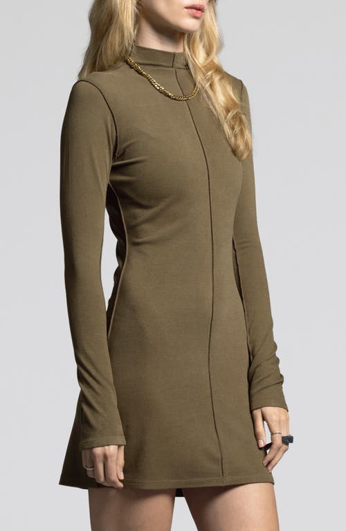 Weekend Los Angeles Marisol Long Sleeve Jersey Minidress In Dark Oregano