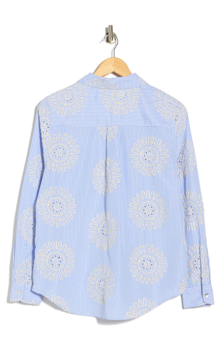 Nanette Lepore Embroidered Stripe Shirt, Alternate, color, Blue/ White Stripe