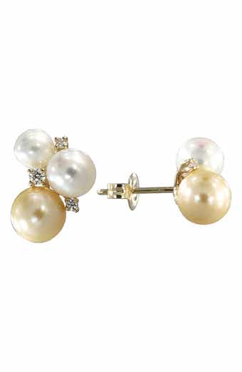 EFFY Diamond & 5-5mm Freshwater Pearl Stud Earrings
