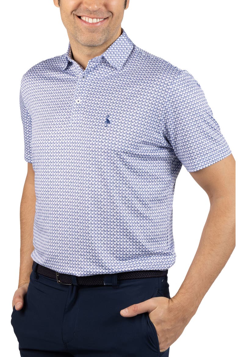 Nested Diamond Print Performance Polo, Alternate, color, BLUE