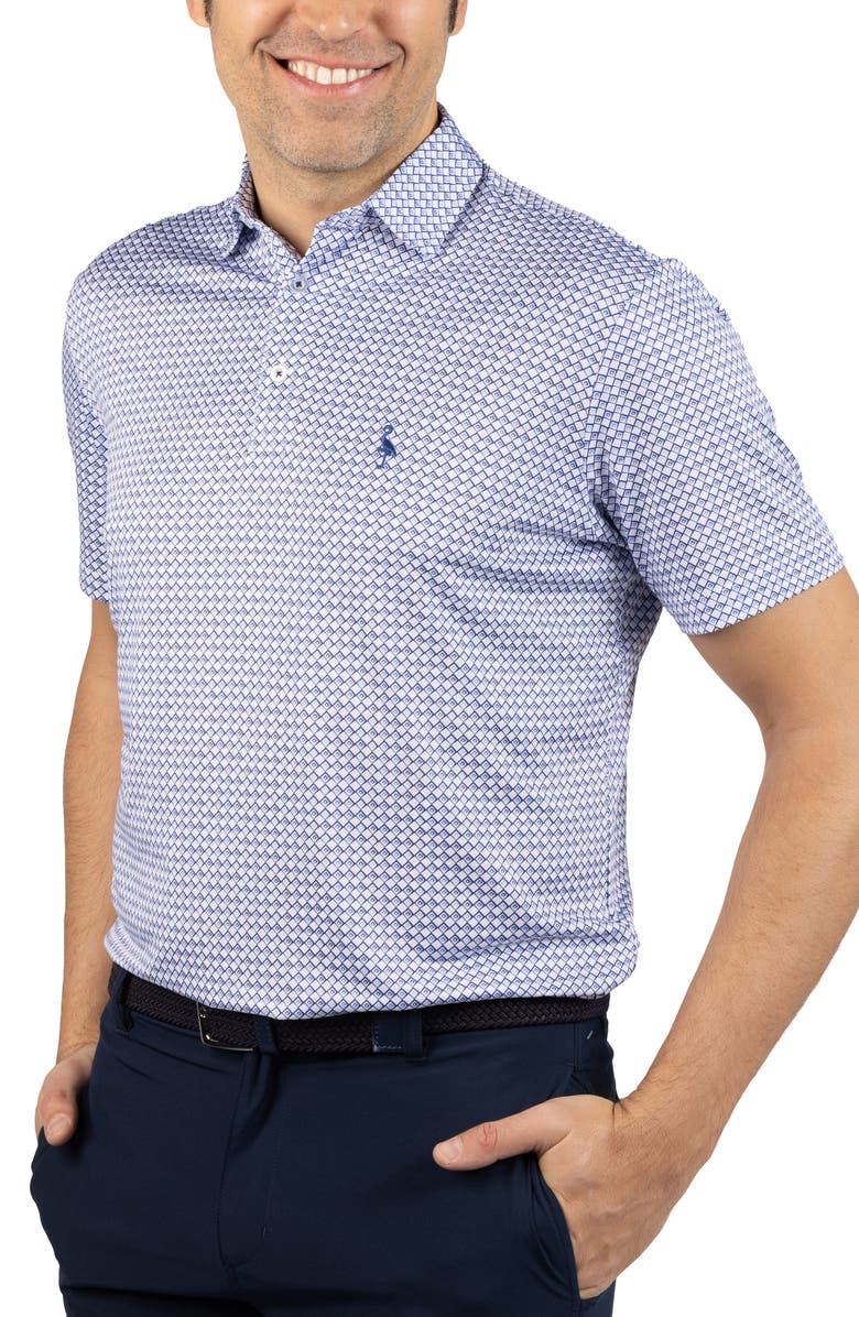 TailorByrd Nested Diamond Print Performance Polo, Alternate, color, Blue