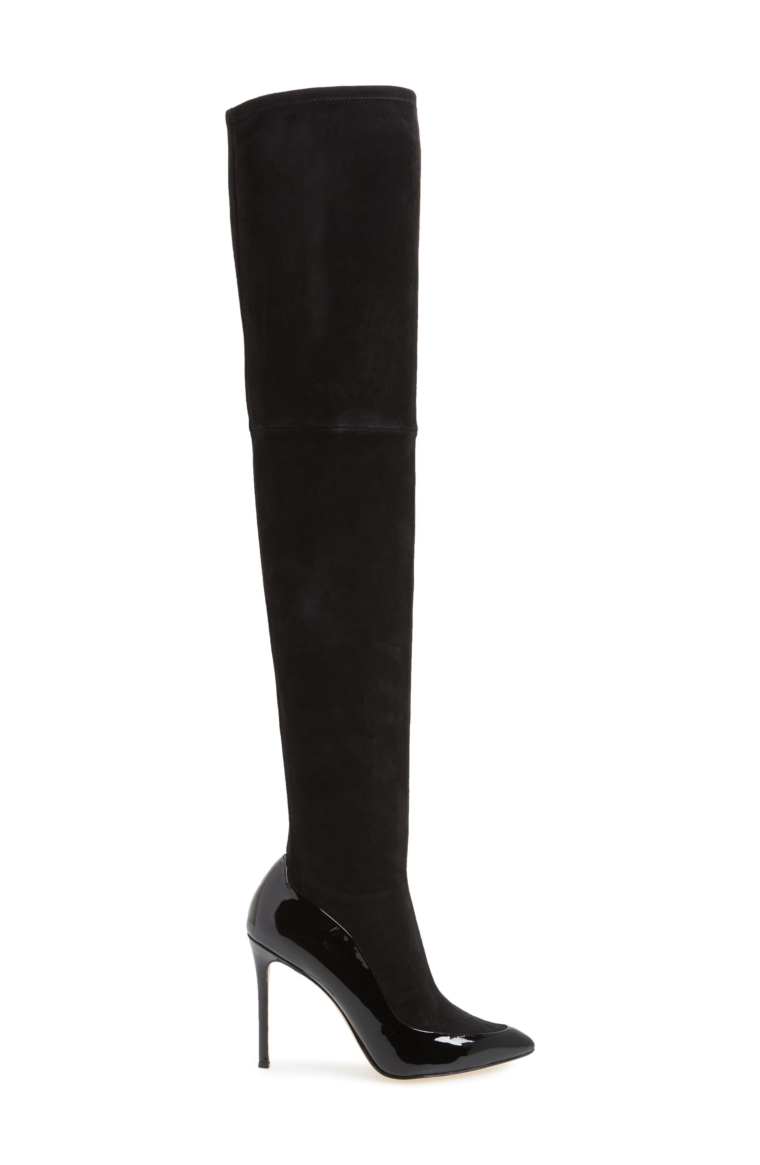 Cassie Thigh High Boot, Alternate, color, BLACK SUEDE