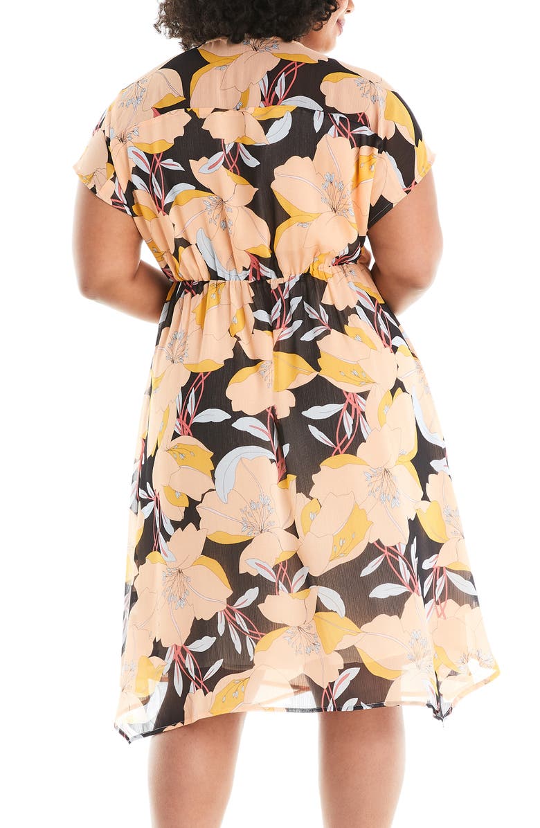 Estelle Sherbet Garden Floral Chiffon Wrap Dress, Alternate, color,