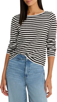 NZT by NIC+ZOE Cape Stripe Rib Cotton Blend Boat Neck T-Shirt