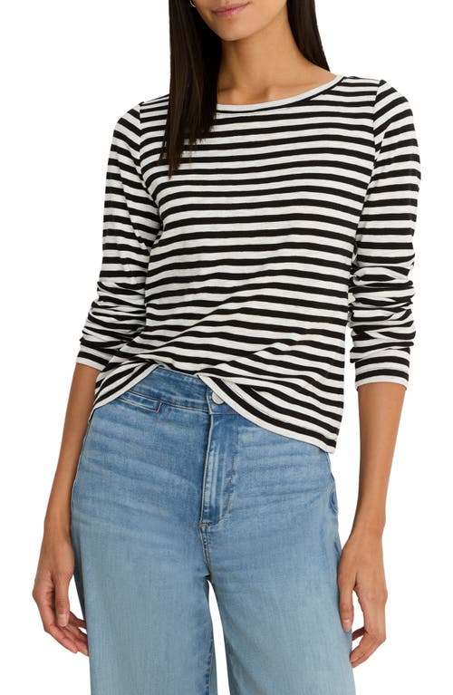 Nzt By Nic+zoe Cape Stripe Rib Cotton Blend Boat Neck T-shirt In Multi