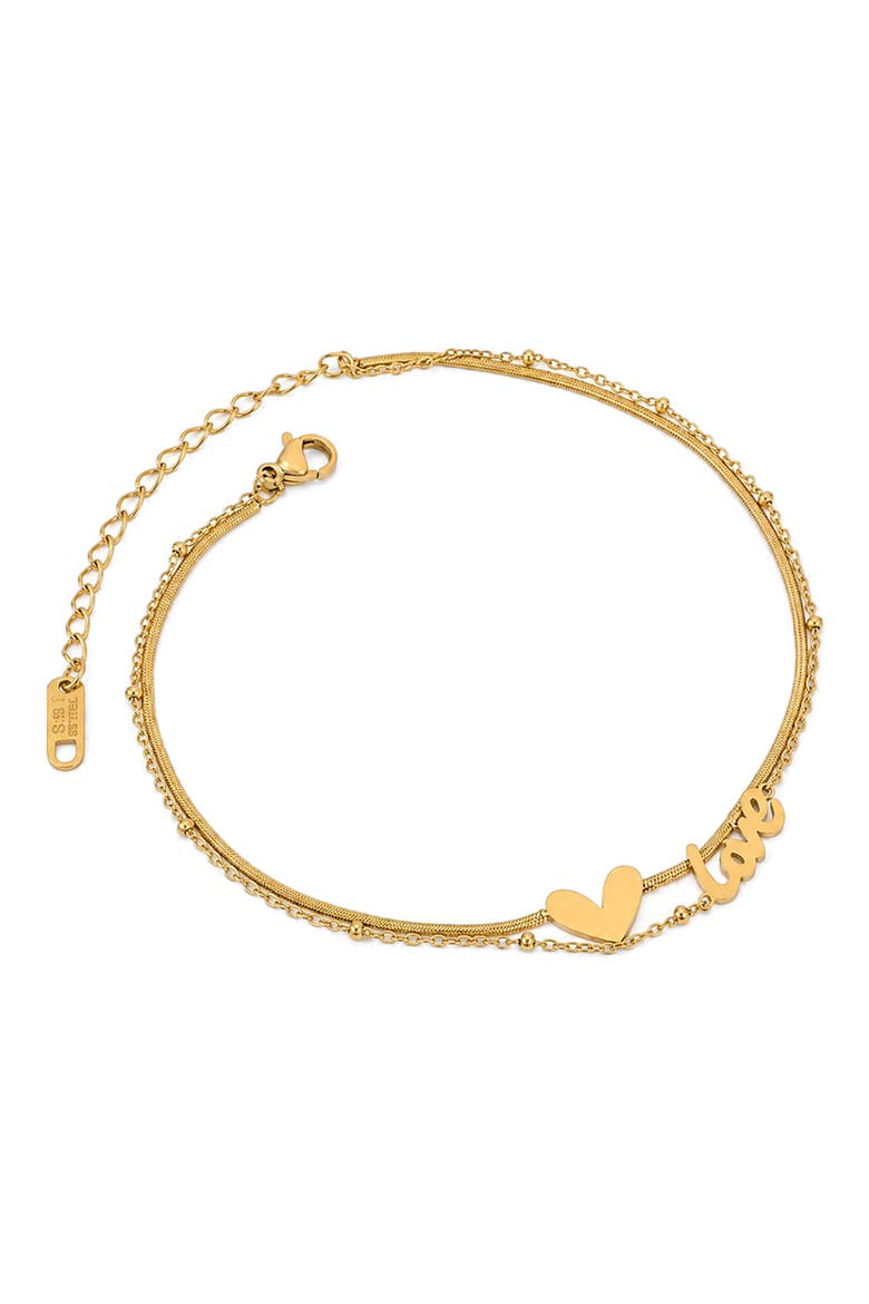Love Heart Charm Layered Anklet, Main, color, GOLD