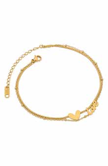 Love Heart Charm Layered Anklet