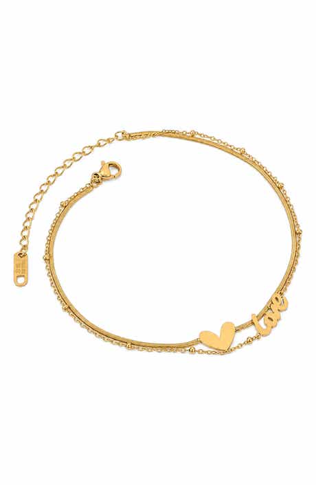 Love Heart Charm Layered Anklet