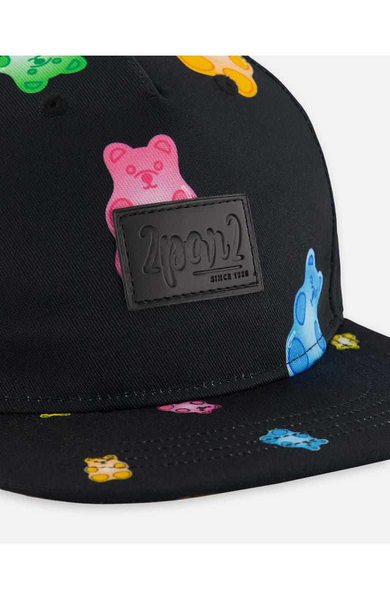 Deux par Deux Girl's Printed Cap Black And Multicolored Gummies, Alternate, color, Black And Multicolored Gummies