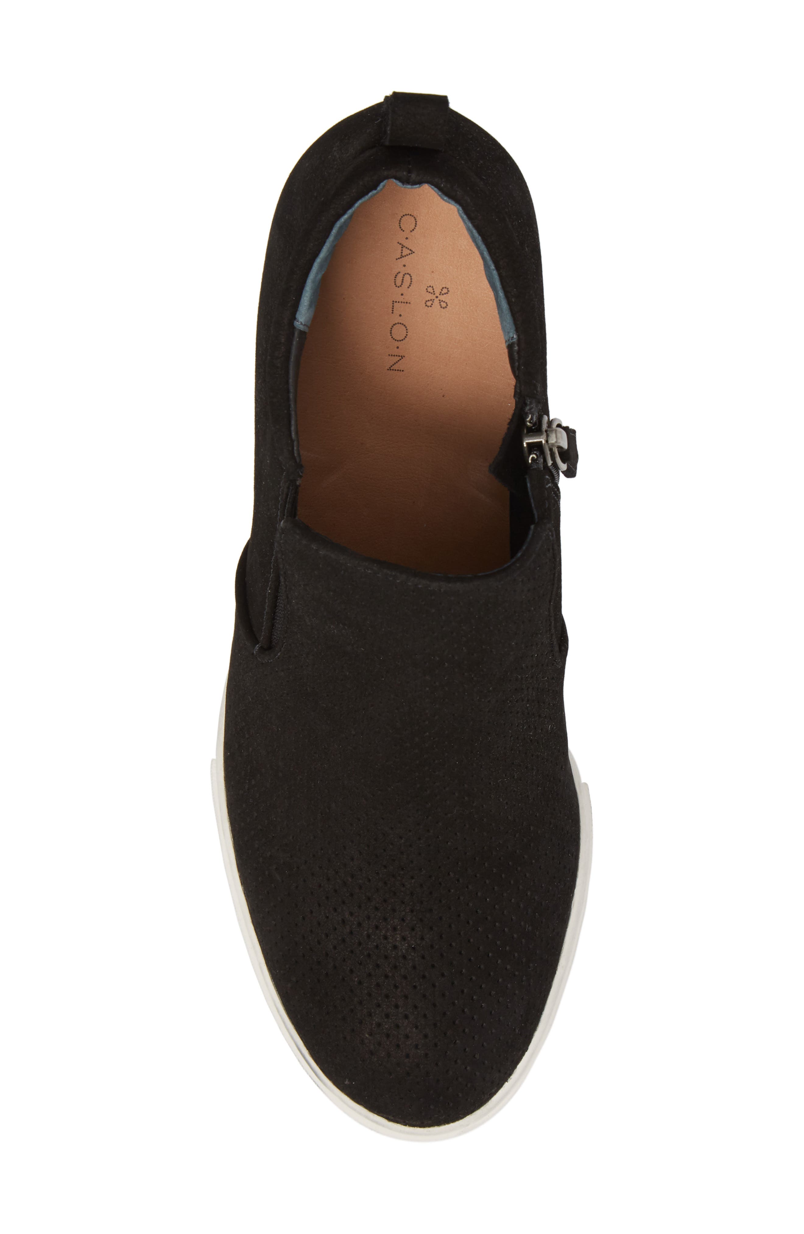 Aiden Wedge Sneaker, Alternate, color, BLACK PERFORATED LEATHER