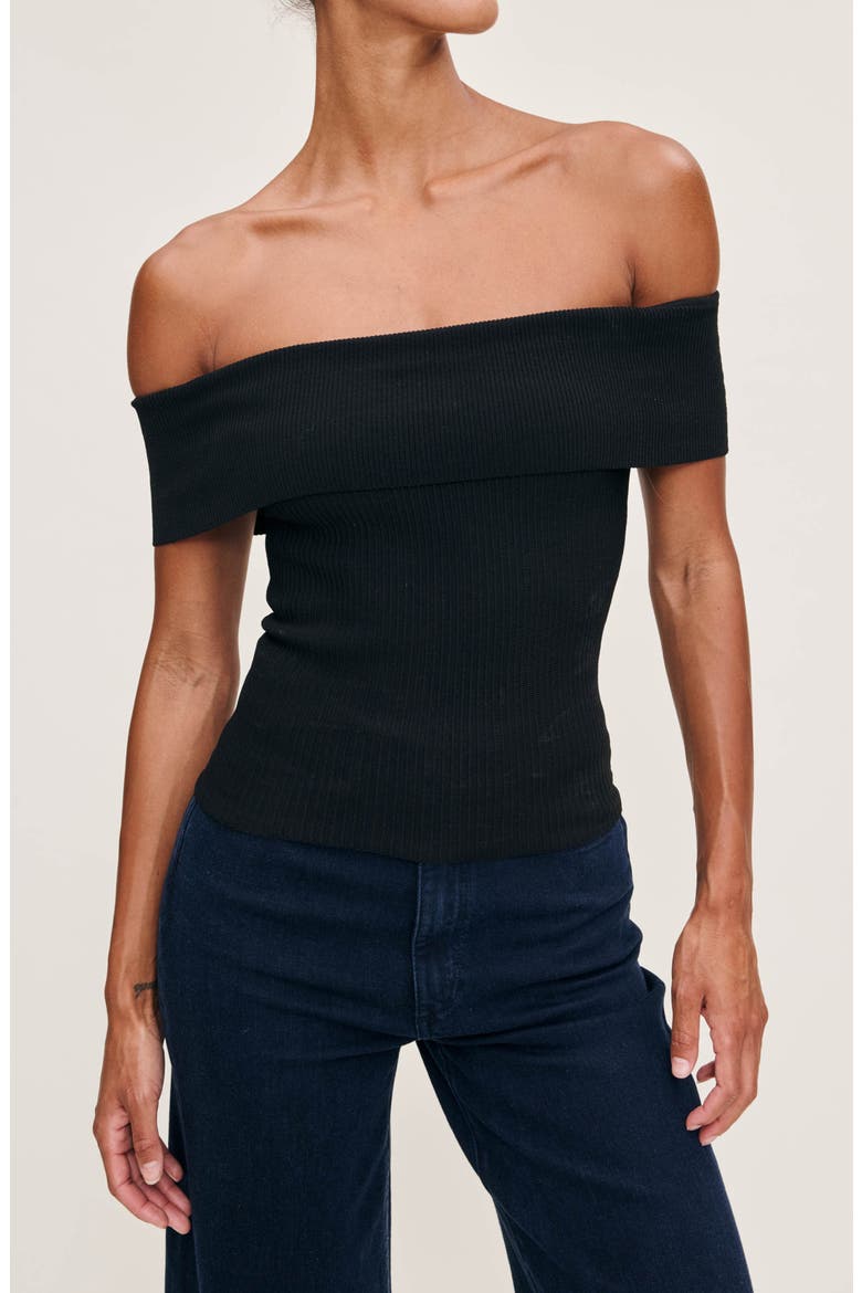 Off the Shoulder Instasculpt™ Rib Top, Main, color, BLACK