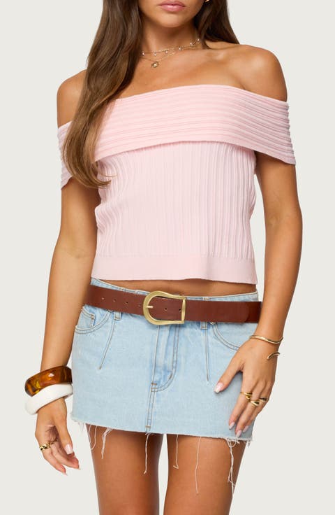 Blythe Foldover Off the Shoulder Rib Top