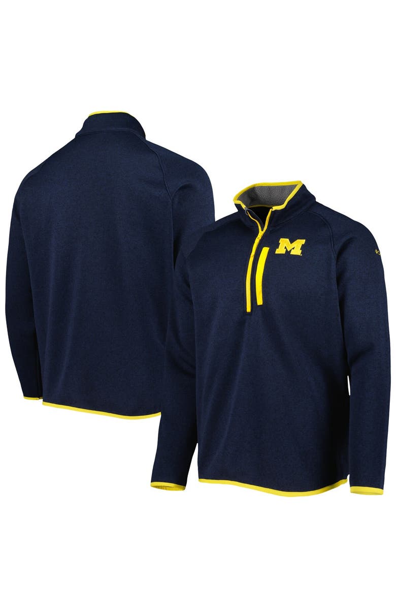 Columbia Men's Columbia Navy Michigan Wolverines Canyon Point Omni-Shield Raglan Half-Zip Pullover Top, Main, color,